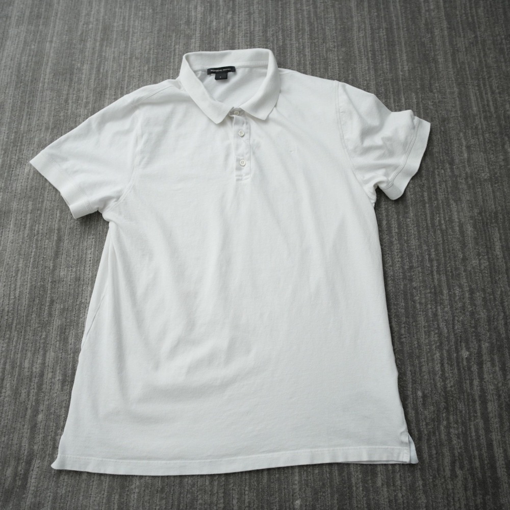 Porsche Design Polo Shirt Men White Collar Short Sleeve Casual Solid Large